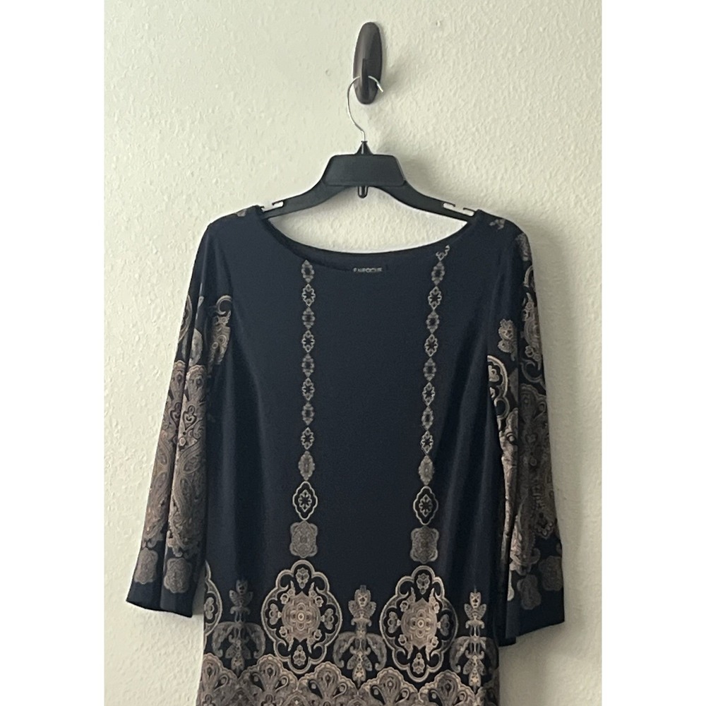 Enfocus Women's Paisley Border Print 3/4 Sleeve Shift Dress Size 12P - Picture 3 of 7